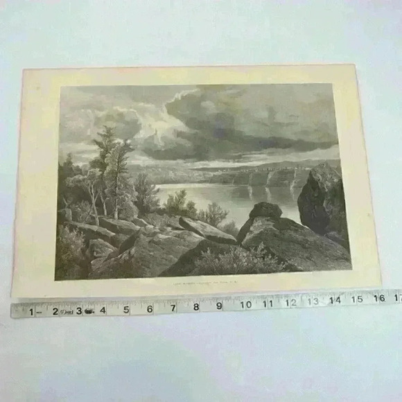 Art Print Lake Mohonk New York Trees Boulders Kruseman Van Elten Antique 1875 - Picture 9 of 12